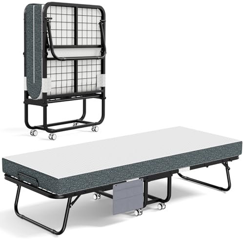 Yornoli Folding Bed with 12.5cm Thick Luxurious Memory Foam Mattress for Bedroom, Office