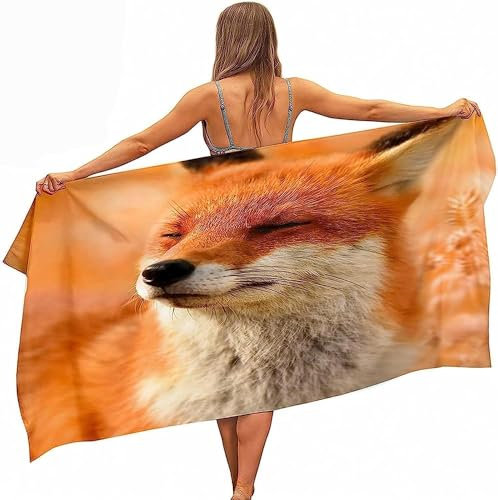 okoikfc 3D Strandtuch 100x200 cm Fuchs Badetuch Groß Fuchs Microfaser Handtücher Weich Schnell Trocknen Strandhandtuch Herren Frauen Badetücher, Strandtücher Strandlaken Handtuch A1426