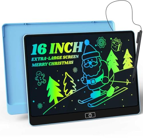 POPERFUN 16 Zoll LCD Schreibtafel Kinder, Bunte Maltafel Zaubertafel Umweltfreundlich Lernspielzeug für 3-12 Jahre Jungen und Mädchen, Geburtstagsgeschenk Ostergeschenke