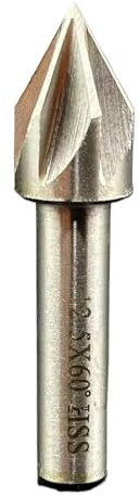 1 fraise à chanfreiner en carbure à 60 degrés, diamètre de coupe de 6 à 35 mm, fraise à chanfreiner HSS à cannelure 6/8, outil d'ébavurage, routeur CNC V Bit(12.5mm 60 degrees)