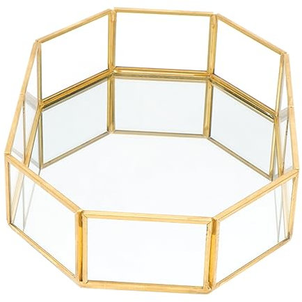 MAGICLULU Kosmetiktablett Aus Glas Für Kosmetik Parfümhalter Arbeitsplatte Badezimmer-Display Eleganter Schmuck-Organizer Achteckig Dekorative Schale
