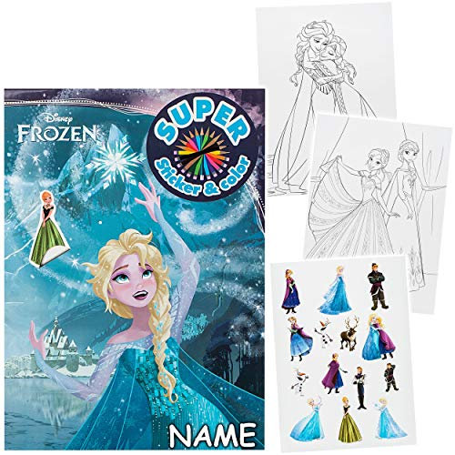 alles-meine.de GmbH großes XL Malbuch/Malblock - A4 - inkl. Name - die Eiskönigin - Frozen - mit vielen Sticker & Aufkleber - 16 Seiten - Dickes Kindermalbuch - für Stifte & Wa..