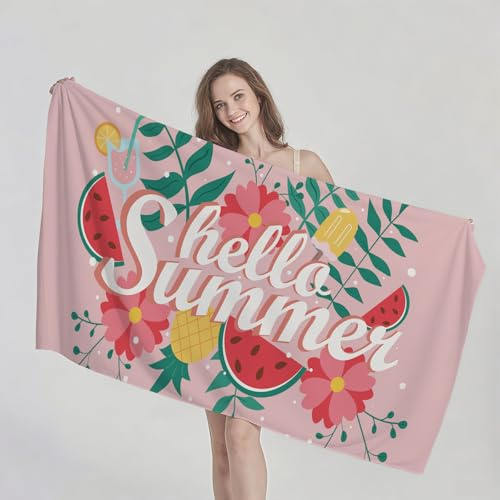ZTYROLJ Strandtuch Groß 90x180 cm Strandlaken Frucht-Muster Mikrofaser Frottee Velours Badetuch Pflegeleicht Weich und Schnelltrocknendes Badetuch Strand, Ausgestattet mit Aufbewahrungstasche
