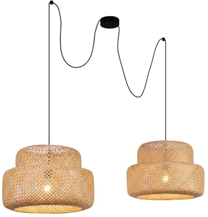 Qazqa Esstisch Japandi Pendelleuchte, Pendellampe - Kea - Naturel, 159cm, Ideal als Esszimmerlampe