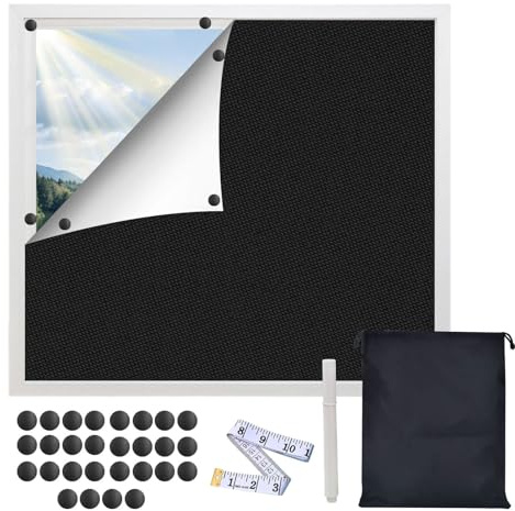 Magnetisch Dachfenster Verdunkelung, 300 x 145 cm Rollos für Fenster Ohne Bohren Dachfenster Sonnenschutz, Thermo Verdunklungsrollo, DIY-Schneidbare Verdunkelung für Kinderzimmer, Schlafzimmer