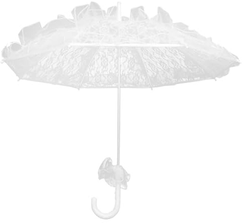 ULTECHNOVO Wedding Umbrella Lace Parasol Bridal Umbrella White for Outdoor Wedding Ceremony