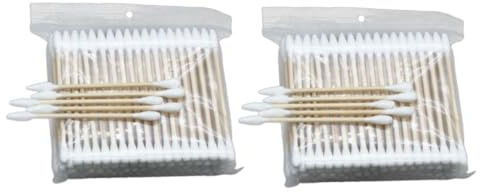 HONITANO Cotons-tiges de Maquillage Double Pointe 400 Pièces en Coton et Bois pour Nettoyage Précis et Soins des Plaies, Tête Pointue et Ronde, Usage Multifonctionnel