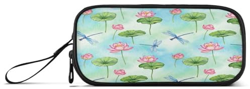 RPLIFE Bolsa para bolígrafos, diseño de flores de loto de acuarela, paño para lápices, bolsa escolar