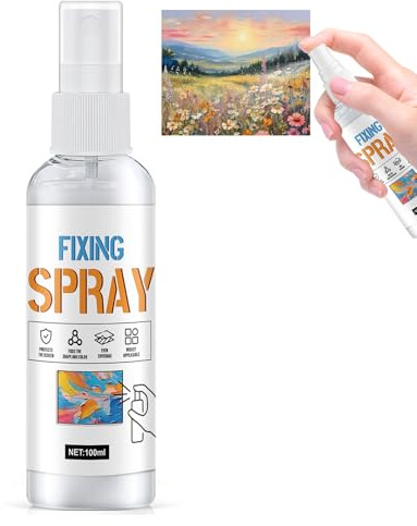 Miioto Fissativo per Acquerello, Fissativo per Acrilico, fissativo Universale per Pastello, Acquerello, Pittura a Guazzo, Carboncino, Disegni a Matita, Incolore, Asciugatura Rapida 100 ML