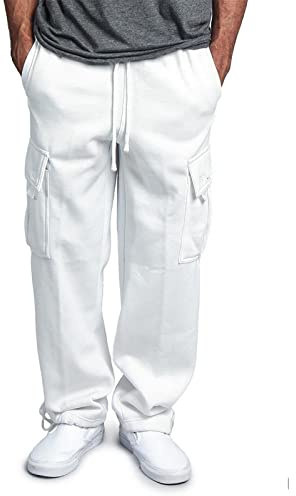 Generico Pantaloni da Lavoro Uomo Pantaloni Uomo Eleganti Tinta Unita Comodi Outdoor Bianchi Vita Alta con Tasche Tasche Laterali Elastico Classici Abbigliamento 2#Bianco 3XL
