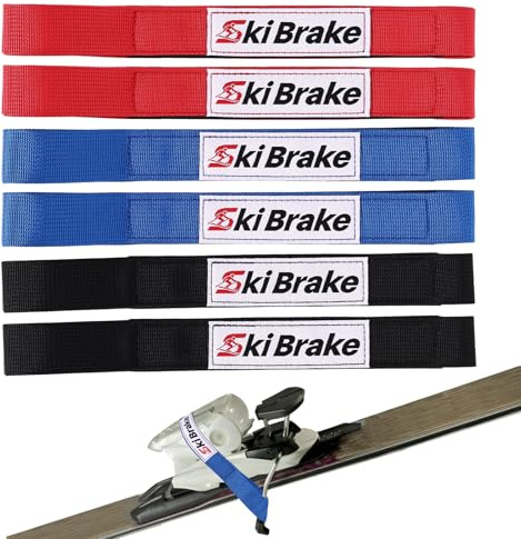 Fukaisu 12pcs Adjustable Ski Brake Straps, Nylon Binding Brake Retainer Bands Durable & Reusable Snowboard Straps for Ski Waxing And Tuning (Red, Black, Blue)