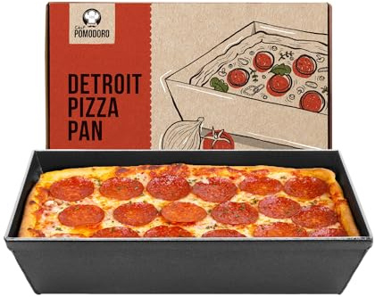 Chef Pomodoro Rektangulär pizzaplåt i Detroit-stil – pizzatallrik och form i anodiserad aluminium (25 x 10 cm)