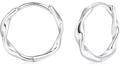 Cangall Creolen Silber 925 Klein, 925 Sterling Silber Twisted Ocean Wave Creolen mit Cubic Zirkonia, Minimalistische Huggie-Ohrringe, CZ Leichte Schlafen Knorpel Silber Ohrringe Kreolen für Damen