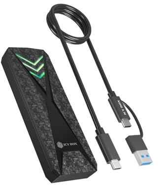 ICY BOX Custodia SSD M.2 NVMe (USB 3.2 Gen 2 Type-C, 10 Gbit/s), illuminazione RGB, per M-Key e B+M Key (2230/2242/2260/2280), fino a 2 TB, Spade Case, IB-1805ML-CU31