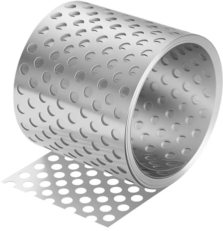 Aluminium Traufgitter, 7 m x 80 mm Lochblech Aluminium Lüftungsgitter, Lüftungsband Vogelschutzgitter Alu für Verhindern dass Vögel Blätter Dach gelangen