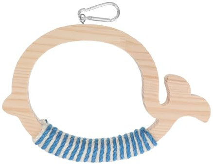 IMIKEYA Columpio de Madera para Loros Forma de Ballena, Perchero Colgante para Jaulas de Pájaros Pequeños y Medianos, Juguete Columpio Natural para Mascotas, Accesorio para Aves