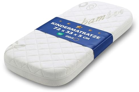 Totsy Baby Beistellbett Matratze 33×72 cm oval für Babywiege Wiege Moseskorb Babywanne Babybett Kinderbett Boxspring Kinderwagen Buggy Laufstall – atmungsaktiv & waschbar 33 x 72 Oeko-Tex