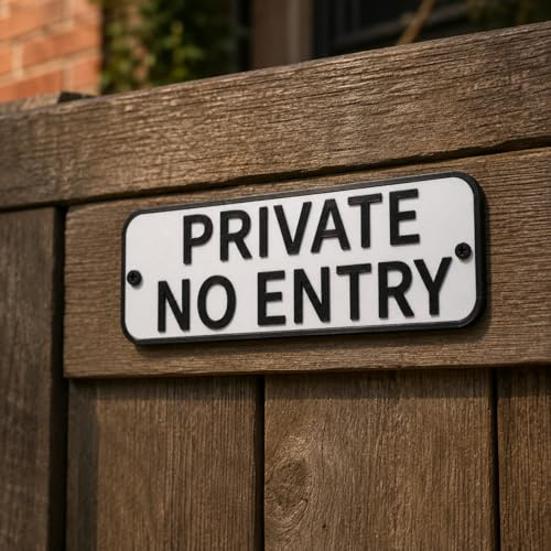 3D Printed Private No Entry Sign | Door Gate Wall Sign | 7 Colours | Screw Fix or Adhesive Pad
