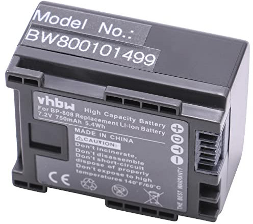 vhbw 1x Akku kompatibel mit Canon Legria HF21, FS46, HF20, HF200, HF G10 Videokamera Camcorder (750 mAh, 7,2 V, Li-Ion) + Infochip