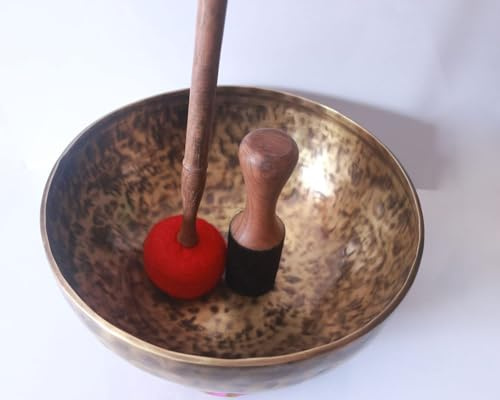 NHH Cuenco tibetano de meditación curativa de 16 pulgadas, cuencos de canto martillados a mano con cojín y mazo huelguista