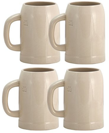 Set di 4 boccali di birra Grenzau- boccale 0,5 litri con linea di staffa brocca di terracotta