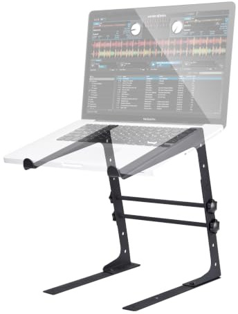 Reloop Laptop Stand V.2 - pour tous les ordinateurs portables actuels jusqu'à 17, antidérapant et résistant aux vibrations, pouvant être monté sur des consoles, noir