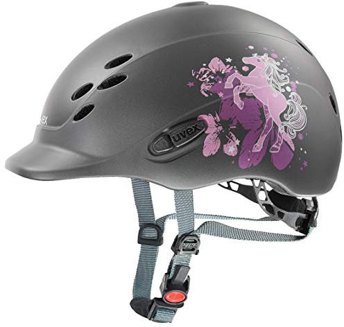 uvex onyxx - leichter Reithelm für Kinder - individuelle Größenanpassung - optimale Belüftung - pony anthracite matt - 49-54 cm