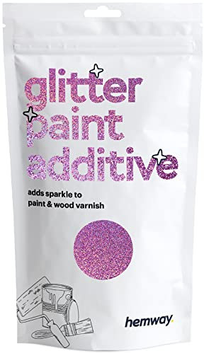 Hemway Glitter Paint Additive - Pink Holographic | Metallic Flakes for Adding Sparkle to Paints & Wood Varnish | Add to Emulsion, Acrylic & Latex for Indoor Sparkly Walls | 100 g