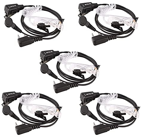 Retevis 2 Pin Oreillette Talkie Walkie Écouteur Tube Acoustique Transparent Oreillette Compatible avec Talkie Walkie RT24 RT22 RT27 RT5 RT5R H777 Baofeng BF-888S Kenwood HYT WOUXUN (5 pcs)