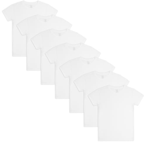 Fruit Of The Loom Boys Eversoft Cotton Undershirts, T Shirts & Tank Tops Underwear, T Shirt - Boys - 7 Pack - White, Small US