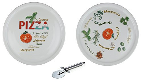 Retsch Arzberg - Platos para pizza en el set que incluye cortador de pizza, cortador de pizza, plato XXL de 30 cm de diámetro (con decoración, juego de 2)