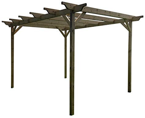 Wooden pergola kit - Sculpted design rafters (1.8m x 3.6m, Light Green (Natural))