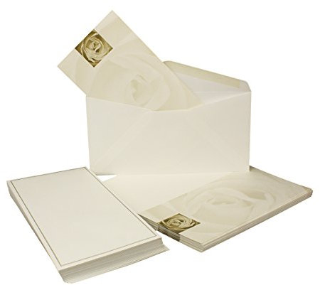 NEUSER PAPIER 150-teiliges Trauerkarten-Set Motiv Rose, DIN LANG - 75 Trauer-Faltkarten & 75 Trauer-Umschläge - Ideal zum Bedrucken