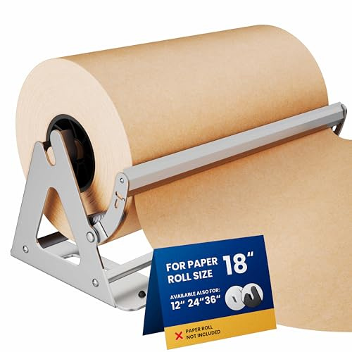 Paper Roll Dispenser and Cutter - Heavy Duty Kraft, Freezer, and Butcher Paper Dispenser - Non-Slip and Wall Mountable (18 Inches)(Up to 500ft Rolls)