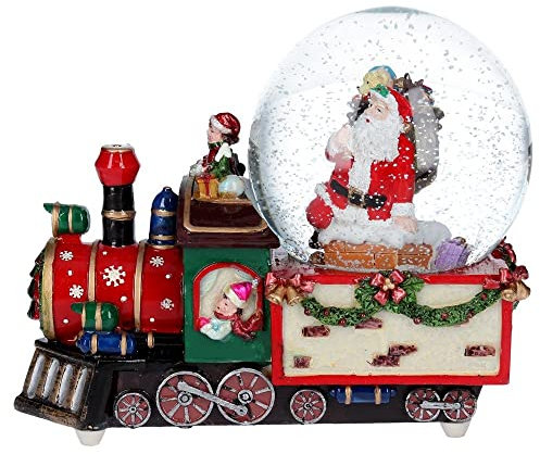 Gisela Graham Santa Train Musical Snow Globe Christmas Dome We wish you a Merry christmas