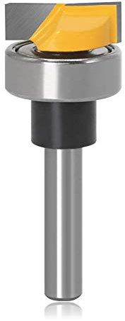 Mesee Flush Trim Hinge Mortising Template Router Bit with Ball Bearing Woodworking Cutter Milling Cutting Tool, 1/4 Inch Shank