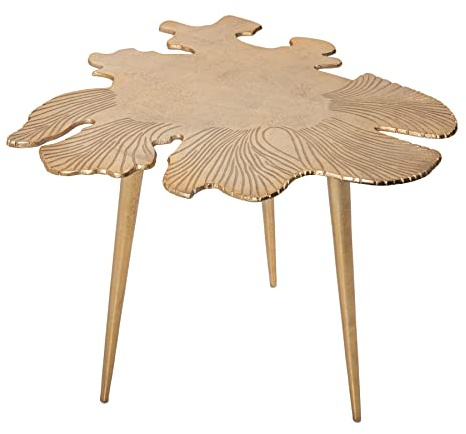 invicta INTERIOR Handgearbeiteter Couchtisch Leaf 57cm Gold im filigranen Blatt Design Handmade Wohnzimmertisch Tisch