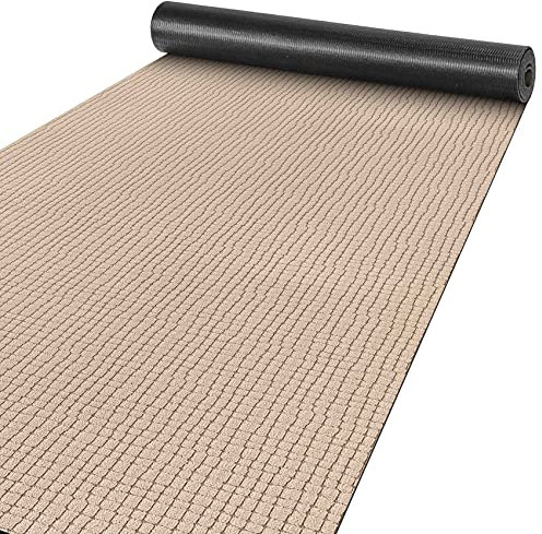 ANRO Teppich Läufer Flur Küchenteppich Schmutzfangmatte Sauberlaufmatte rutschfest Velours Beige 65x300cm Modern