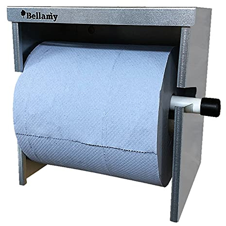 Bellamy Heavy Duty Metal Blue Roll Holder Wall Mounted Paper Towel Dispenser for Potting Shed, Poly Tunnel, Greenhouse or Garden Workshop - Silver (245x235x172 mm)