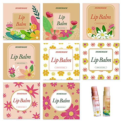 craspire Lippenbalsam-Etiketten, 80 Stück, Selbstgemachte Lippenbalsam-Etiketten, 2 transparente Lippenbalsam-Etiketten Für Tuben, Lippenbalsam-Aufkleber, Etiketten (Blumen-Orange Gelb)