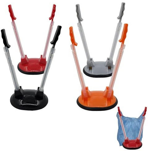 4 soportes para bolsas de plástico para bolsas de residuos de alimentos, color gris claro, negro, rojo, naranja