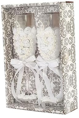 Abaodam Copas Para Novia y Novio Copa De Decoración Floral Cristalería Para Boda