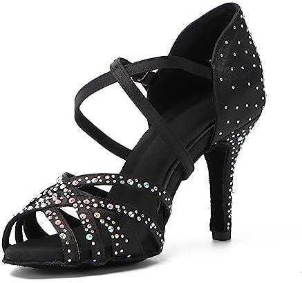 Syrads Scarpe da Ballo da Donna con Strass per Sala da Ballo - Salsa Latina Pratica Traspiranti per Feste