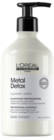 L'OREAL PROFESSIONNEL - Crème Lavante Metal Detox - Shampoing Anti-Casse & Anti-Metal - +67% de Nutrition - Empêche La Couleur de Virer - Sans Sulfate - Cheveux Secs, Abîmés & Cassants - 500 ml