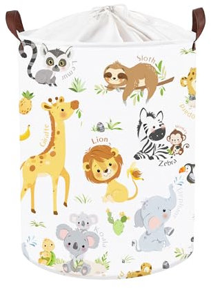 Clastyle Cestos Almacenaje Animales Forestales Cajas de Almacenaje Padres Ropa para Juguete Ropa Cesta Ropa Sucia para Baño,León,36x45 cm