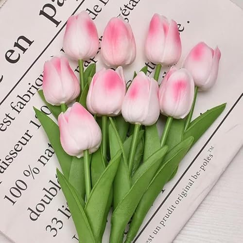 ZFISH Künstliche Tulpen, 10 Stück, fühlen Sich echt an, künstlicher Blumenstrauß aus PE, künstliche Blumen für Hochzeitsdekoration, Blumen, Heim- und Gartendekor, Farbe 9–10 Stüc