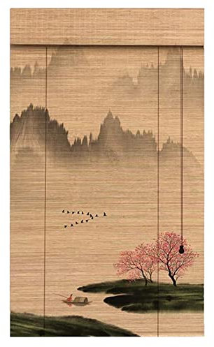 Bedruckte Bambusvorhänge Rollos aus Holz, Bedruckter Bambusvorhang, Sichtschutzrollos mit HD-Muster, Bambusrollo, Fensterrollo, Verdunkelungstür, Trennwand, for individuelle Größen(120X200CM)