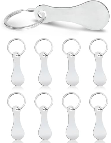 Lot de 8 jetons de chariot amovibles, en acier inoxydable, avec anneau porte-clés pour ouvrir le caddie