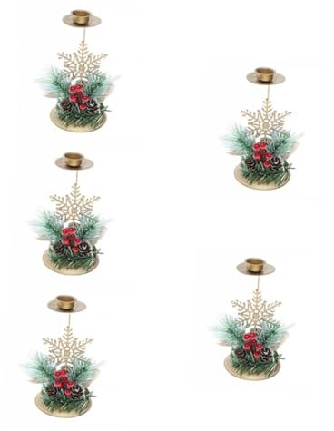 Garneck 5St Weihnachtlicher Kerzenhalter aus Schmiedeeisen Kegelhalter Votivkerzenhalter für Weihnachten weihnachtsessen Kerzenleuchter Weihnachtsschmuck Ästhetik der grünen Raumdekoration