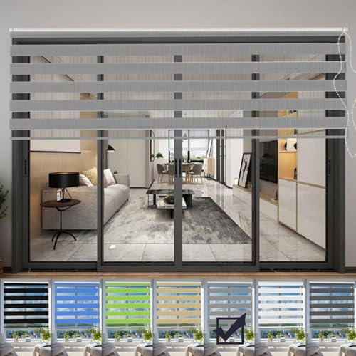 Verdunklungsrollo Klemmfix 40 x 250 cm Hitzeschutz Energiesparend Hitzeschutzrollo Verdunklungsrollo Inkl. Montagematerial für Fenster Und Tür, Hellgrau